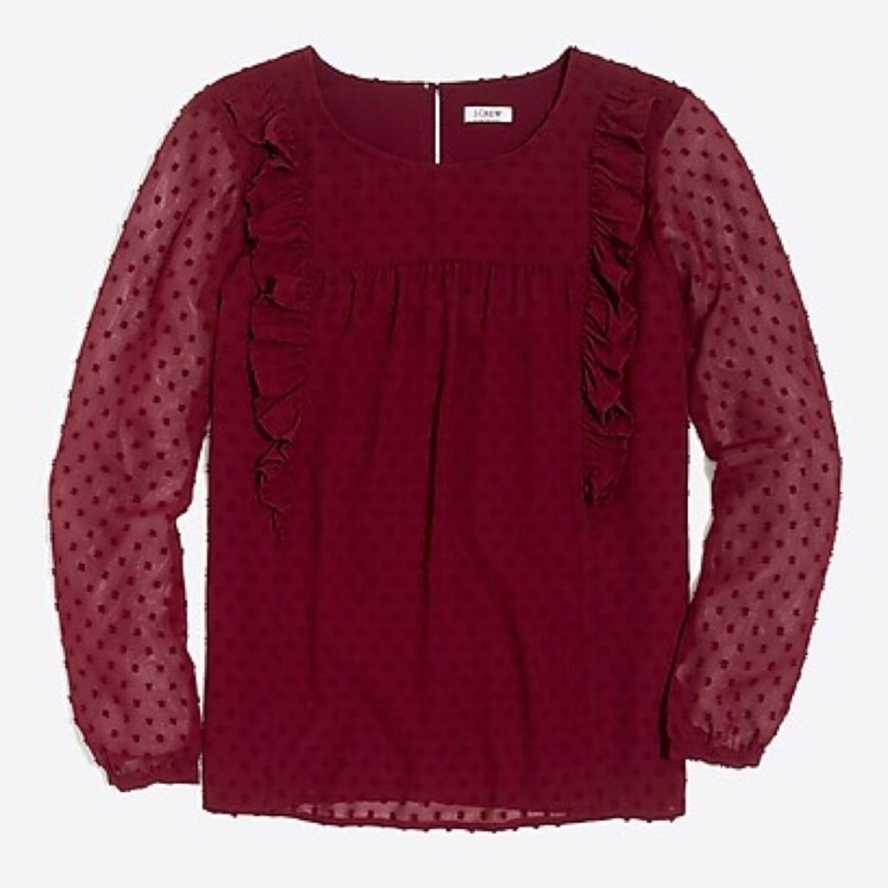 J. Crew Ruffle Trim Dot Blouse